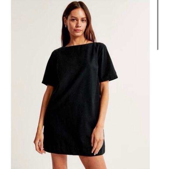 Abercrombie & Fitch Dresses & Skirts - Abercrombie & Fitch Linen-Blend Black T-Shirt Dress with pockets Women’s Size S